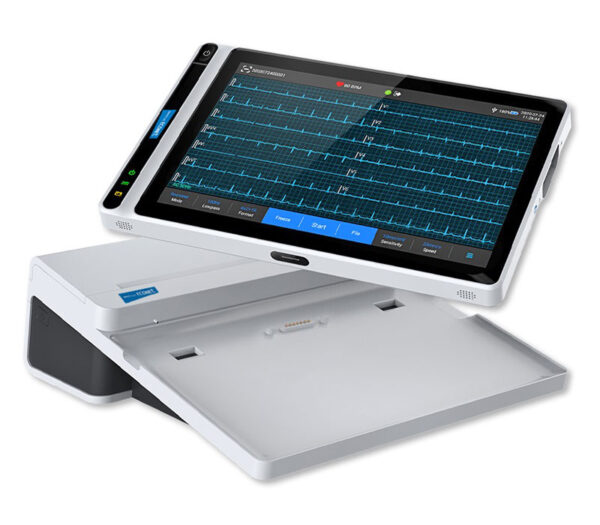 Medical Econet Cardio M-Pad 10 12-Kanal Tablet-EKG – Ansicht mit Dockingstation