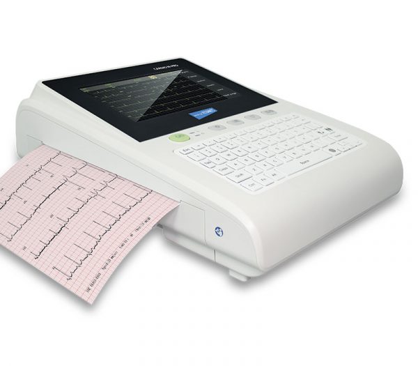 Medical Econet Cardio M-Pro 12-Kanal Ruhe-EKG – Seitenansicht Drucker (Anwendungsbeispiel)